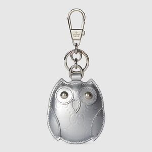 Gucci Metallic Silver Owl Keyring